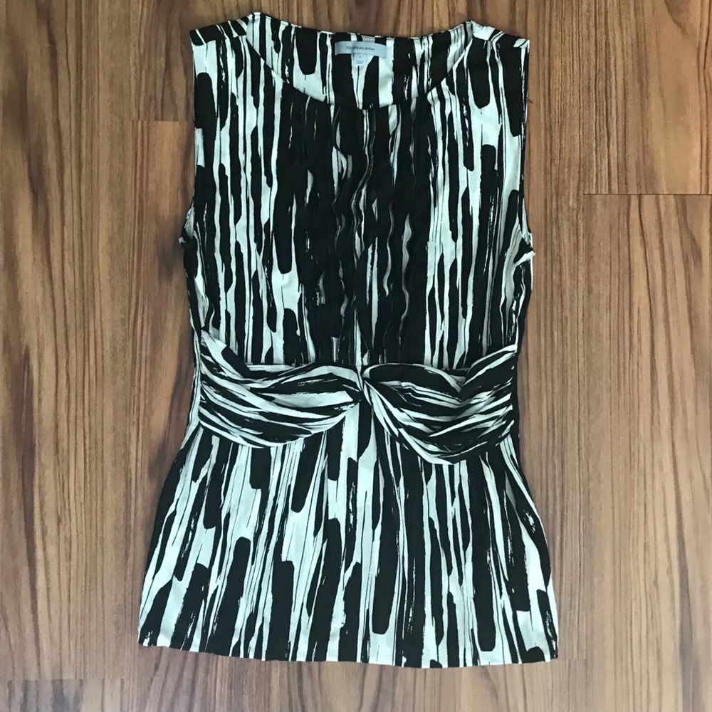 B&W Chiffon Sleeveless Top